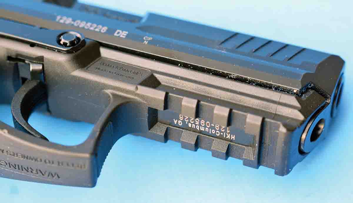 The HK P30 features a moulded MIL-STD-1913 (aka Picatinny) rail to accommodate a variety of accessories.